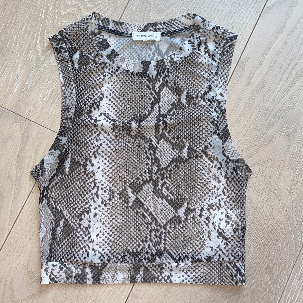 Mesh snake print tank
